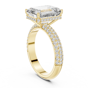 Anillo de diamantes cultivados en laboratorio con corte esmeralda de 5 quilates para mujer, banda de oro amarillo con diamantes laterales, certificado IGI, joyería clásica de compromiso. - Product Image 5