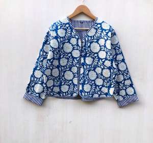 Chaqueta de Algodón Kantha para Mujer, Estilo Boho, Estampada, Acolchada, Hecha a Mano, con Cierre de Botones y Diseño Floral - Product Image 2