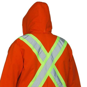 Chaqueta de Seguridad Reflectante Naranja de Alta Visibilidad con Capucha y Cremallera para Hombre, Ropa de Trabajo - Product Image 2