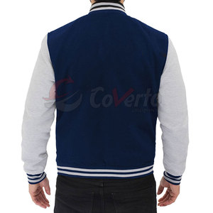 แจ็คเก็ต Letterman คุณภาพดีที่สุดสำหรับผู้ชาย ออกแบบเองได้ แจ็คเก็ต Varsity ขายส่ง เสื้อผ้าแฟชั่น แจ็คเก็ตแขนสีเทาสำหรับผู้ชาย - Product Image 2