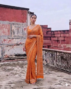 Collection de saris de créateur style Bollywood en faux georgette douce, sans plis, imprimé numérique, magnifique travail de miroir véritable KATDANA - Product Image 2