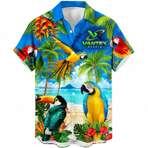 เสื้อเชิ้ตฮาวายลายดอกไม้สไตล์ลำลองสำหรับผู้ชาย Vantex Sports แขนสั้น พิมพ์ลายสำหรับวันหยุดฤดูร้อน ผ้าป๊อปลินระบายอากาศได้ดี ปกเสื้อแบบพับได้ - Product Image 3