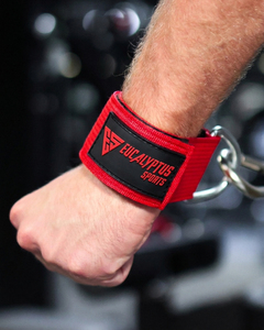 EUCALYPTUS SPORTS Wrist Support <b>Straps</b> Red Nylon Adjustable D-Ring Weight Lifting Strength Training Unisex - Product Image 3