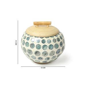 Pot décoratif en bambou naturel avec incrustation artisanale en nacre pour un rangement élégant de la cuisine et une présentation raffinée à la maison - Product Image 3