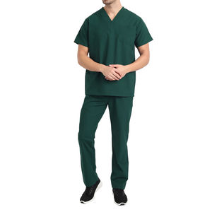 Ensemble de blouses médicales vertes à col en V, haut à manches courtes et pantalon pour le travail en milieu hospitalier, clinique et infirmier - Product Image 5
