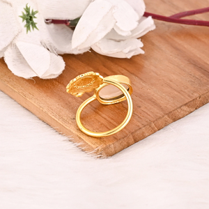 Stylish Mother of Pearl Brass <b>Ring</b> for Women Gold Plated <b>Adjustable</b> Fashion Jewelry - Product Image 4