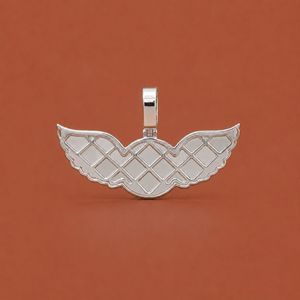 Pendentif photo personnalisé HipHop avec ailes d'ange entièrement serties de diamants Moissanite - Product Image 4