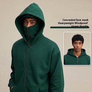 Sweat-shirt à capuche intégrale brodé personnalisé pour homme, couleur unie, style streetwear urbain décontracté, idéal pour l'hiver - Product Image 3