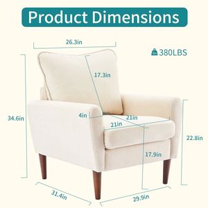Poltrona Moderna in Tessuto con Schienale e Braccioli Supportanti per Soggiorno, Camera da Letto o Ufficio - Product Image 2