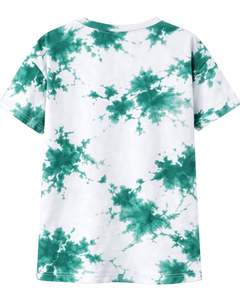 Camiseta personalizada con efecto tie-dye verde y blanco para hombre, de algodón, estilo casual, streetwear, cuello redondo, manga corta, a la moda, para verano. - Product Image 2