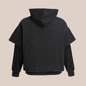 Sudadera con Capucha Corta Unisex Oversize de Algodón Negro French Terry Estilo Casual de Otoño con Diseño de Corte y Estampado de Dibujos Animados Lost Lust Lost Love - Product Image 3
