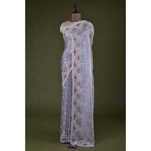 Party Wear Embroidered <b>Saree</b> with Sequins & Treads Elegant Dresses Coding Work - Product Image 3