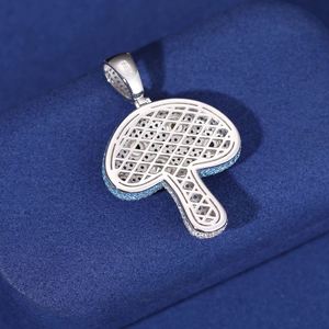 Blauer Pilz-Moissanit-Anhänger Eiswürfel-Halskette Micro-Pavé-Schmuck Geschenk für Frauen - Product Image 3