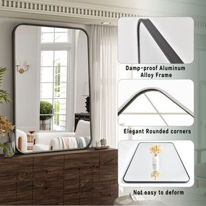 Specchio LED Rettangolare Nero 32x40 Pollici per Bagno, Camera da Letto e Soggiorno - Product Image 5