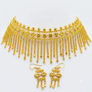 Stylish Cute 18K Gold Plated Arabic Chokers Necklace Heart-Shaped Pendant for Women Babies Brass Link <b>Chain</b> 18 Inches Length - Product Image 2