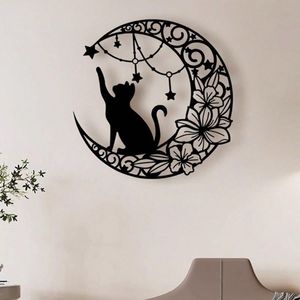 Decorazione da Parete in Metallo a Forma di Gatto Nero Gotico per Halloween - Interni/Esterni - Per Acquirenti Commerciali e Hotel - Product Image 1