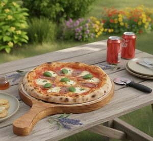 Plateau rond en bois de qualité supérieure pour collations et pizzas, plateau élégant pour la cuisine, plateau multifonctionnel, cadeau disponible - Product Image 4
