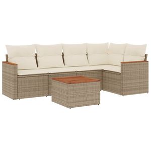 Ensemble de meubles de patio en bois d'acacia avec rotin PE beige et structure en acier thermolaqué, ensemble de canapés de jardin - Product Image 2