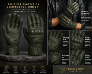 Gants de moto antidérapants en cuir pour l'hiver, protection solaire, sport, VTT, aventure, conduite - Product Image 5