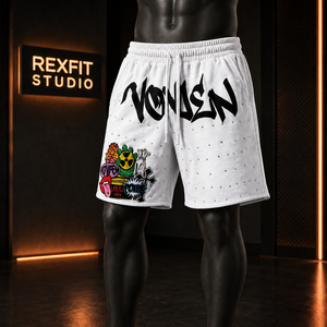 Shorts pour hommes personnalisés à imprimé flamme, en coton épais, effet vintage, streetwear, graphiques, décontractés, avec cordon de serrage, amples, pour la gym, vente en gros - Product Image 1