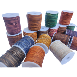 Custom 1mm Width Natural Round Antique Leather <b>String</b> Flexible Soft Genuine Cowhide Cord for Beading - Product Image 2