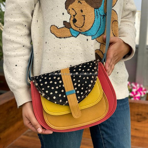 Nouveau sac à main en cuir recyclé élégant occidental sac à main multicolore vrais cheveux de femmes faits à la main sur des sacs à bandoulière à imprimé animal - Product Image 2