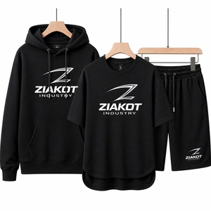 Conjunto de 3 piezas de sudadera y pantalones de chándal de algodón 100% de alta calidad para hombre, personalizado, de corte holgado, que incluye camiseta, pantalones cortos y sudadera con capucha. - Product Image 6