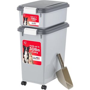 Contenitore Ermetico per Cibo per Cani e Gatti da 2 Tazze, Combo da 30 Lbs e 11 Lbs, Contenitore Impilabile per Snack per Spazi Ristretti - Product Image 3