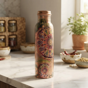 Botella de Agua de Cobre 100% Puro de 1 Litro Hecha en India, a Prueba de Fugas, Libre de BPA, Diseño Ayurvédico para el Hogar, la Oficina y Viajes - Product Image 3