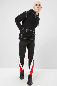 Ensemble de survêtement décontracté pour homme, 2 pièces, brodé, 100 % coton, avec capuche et décoration des coutures, fabrication OEM sur mesure - Product Image 3