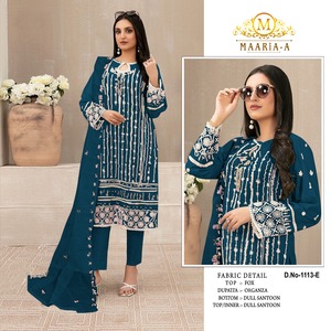 Nouvel arrivage de séquences de broderie en fausse georgette indienne et pakistanaise Salwar Kameez fabriquées à la main par un fournisseur exportateur indien - Product Image 2