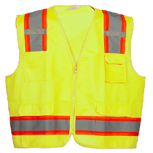 Gilet de sécurité haute visibilité jaune réfléchissant en polyester, uniforme ANSI Classe 2 pour travaux routiers et usage de garde, toutes saisons - Product Image 1