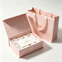 Coffret Cadeau Magnétique Rose Clair Personnalisé Écologique Biodégradable Rigide avec Logo MH, Doublure en Satin de Luxe et Carte de Vœux pour Cosmétiques