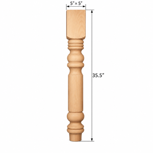 Solid Wood Table Leg Solid Wood Table Leg Turned Square Traditional Style Furniture Leg for Home Office Use Heavy Duty Design - Product Image 2