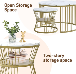 Durable Metal Iron Frame And <b>Top</b> <b>Round</b> Wood Serface Coffee <b>Table</b> for Home, Cafe, Hotel, Bedroom, Livingroom uses set of 2 - Product Image 4