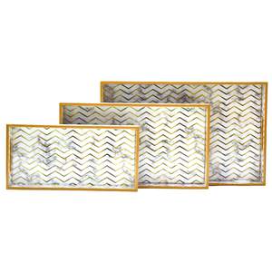 Premium Wooden Serving <b>Tray</b> White & Golden Finished Elegant Tableware <b>Tray</b> for Snacks Drinks Home Decor - Product Image 6