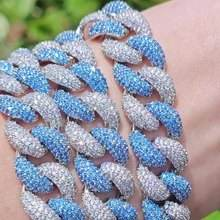 Moissanite Diamond Cuban Link <b>Chain</b> Necklace 925 Silver Blue White <b>Iced</b> <b>Out</b> Hip Hop Jewelry Luxury Statement <b>Chain</b> - Product Image 2