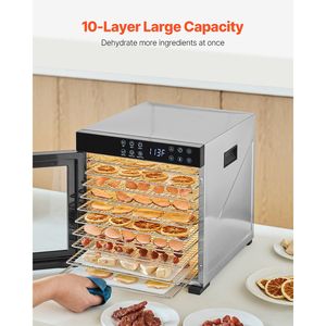 Essiccatore Elettrico per Alimenti da 1000W con 10 Vassoi in Acciaio Inox, Temperatura Regolabile e Timer 24 Ore per Uso Domestico - Product Image 4