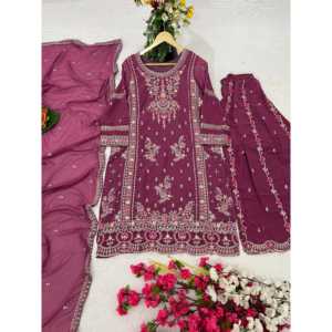 Vêtements de soirée pour femmes de créateur haut bas et magnifique ensemble Dupatta - Product Image 2