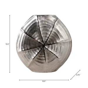 Handmade Metal Tabletop Vase Minimalist Design <b>Tree</b> Ring Pattern Decorative <b>Flower</b> Vase for Interior Designers - Product Image 3