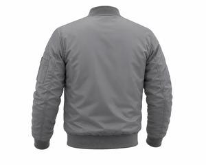Chaqueta Bomber Gris para Hombre, Fabricación OEM Personalizada, Chaqueta de Vuelo Premium con Cremallera Resistente, Cuello y Puños Acanalados para un Estilo Moderno - Product Image 3