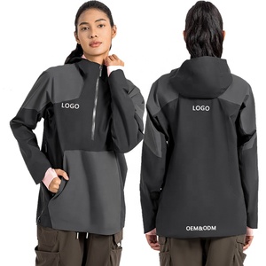 เสื้อฮู้ดกันน้ำสำหรับผู้หญิงใช้ได้ทุกเพศ, เสื้อแจ็คเก็ตกันลมมีฮู้ดปักลาย3D กันน้ำได้มีกระเป๋าเสื้อกันฝน - Product Image 1