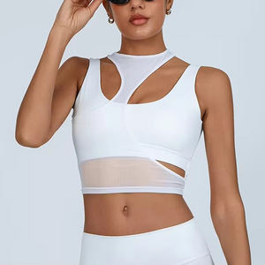 Women's High Support Lightweight Sports Bra Soft Padded Quick Dry Stretchy Mesh Insert Fitness Top Breathable Print Solid Front - Product Image 5