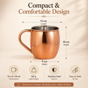 Pure <b>Copper</b> <b>Mug</b> for Water Juice Cold Drinks Handmade Hammered <b>Copper</b> Drinking Cup Reusable Beverage <b>Mug</b> for Home Kitchen - Product Image 3