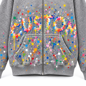 Sweat à capuche unisexe gris avec imprimé peinture colorée, coupe oversize, décontracté, pour le printemps, impression numérique, écologique - Product Image 3