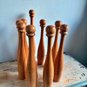 Classic Wooden <b>Bowling</b> Skittles Set Handcrafted Nine Pin Game Eco Friendly Wooden Family Entertainment Toy Kids Adults - Product Image 1