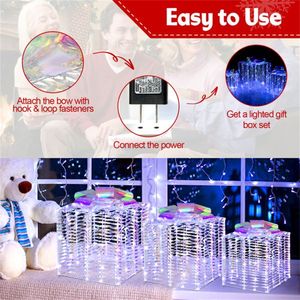 3 scatole regalo natalizie luminose con fiocchi per decorazioni festive - Product Image 4