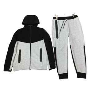 Ensemble de survêtement réfléchissant avec capuche et pantalon de jogging, respirant, entièrement zippé, en mélange de coton, vêtements de sport pour hommes et femmes - Product Image 5
