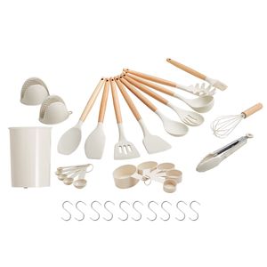 Set di 34 Utensili da Cucina Resistenti al Calore fino a 428 Fahrenheit, Spatole in Silicone, Cucchiai e Paletta in Legno con Supporto - Product Image 2
