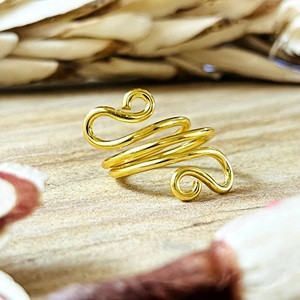New Demand Boho Swirl <b>Ring</b> Minimalist Brass Band Women 18k Gold Plated Spiral Wire Wrap <b>Dainty</b> Coil <b>Ring</b> for Wholesale/OEM/ODM - Product Image 2